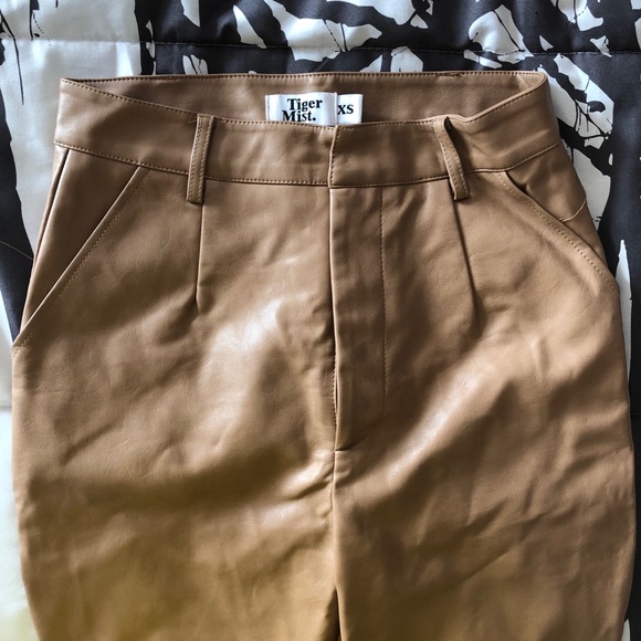 Tiger Mist Tan Faux Leather River Pant XS - Picture 3 of 6